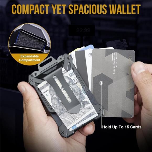 Minimalist Slim Wallet with Money Clip, Front Pocket RFID Blocking Cash Holder - Picture 3 of 7